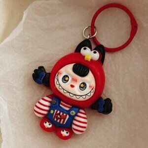 New Popular Hot! mini red Mocha bunny Labubu Baby keychain dangeler figure